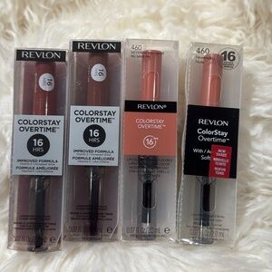 (4) REVLON COLORSTAY OVERTIME 16 HRS LONGWEAR LIPCOLOR & CLEAR, CHOOSE YOUR FAVo